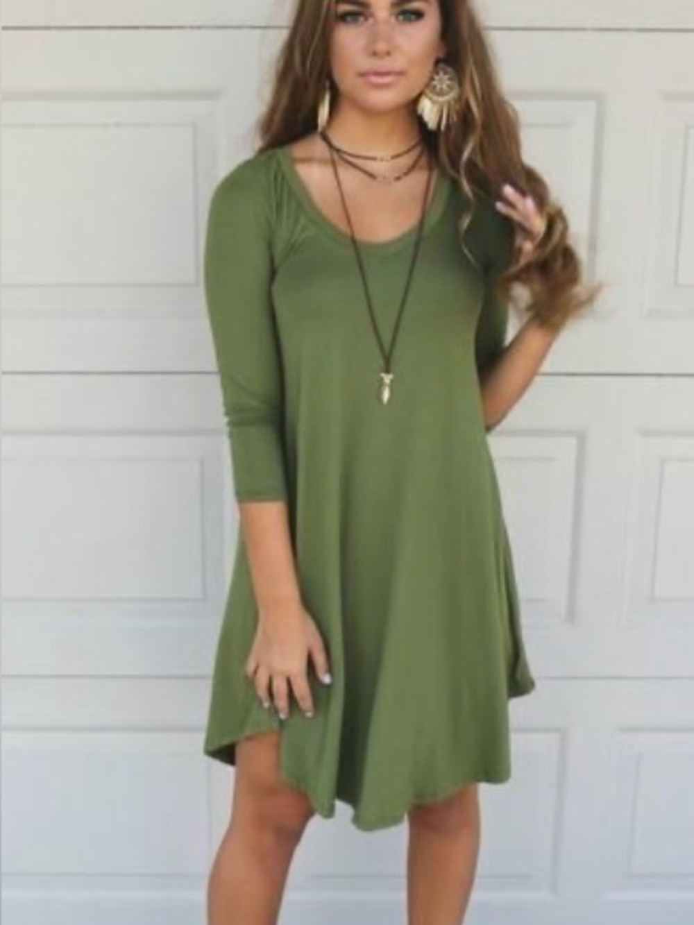 Pink Lily Olive Green casual dress